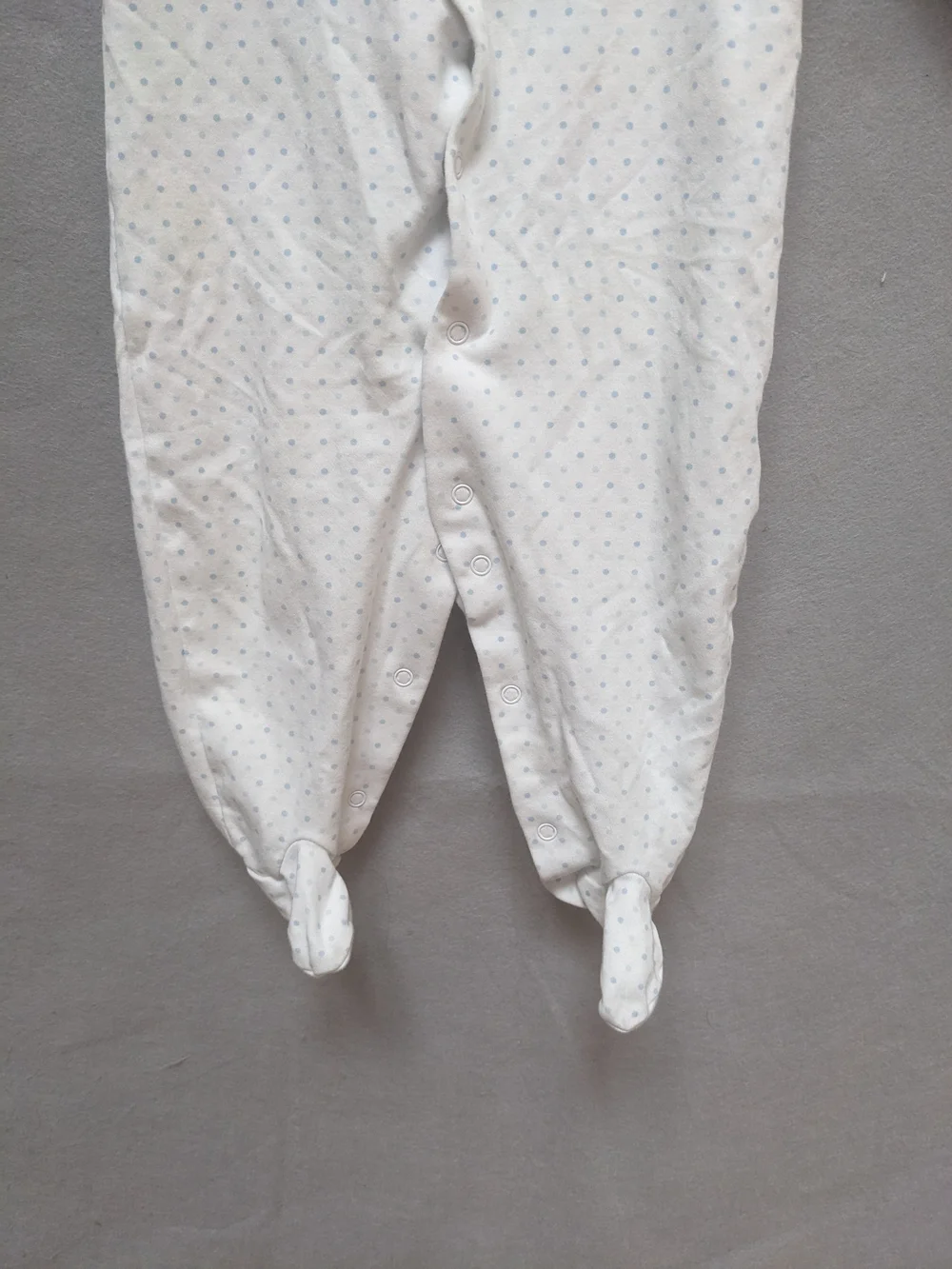Kissy Kissy White Footed One-Piece with Tiny Blue Dot Print